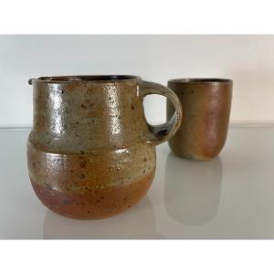 Yves Mohy (1929-2005) - Small Stoneware Pitcher And Cup