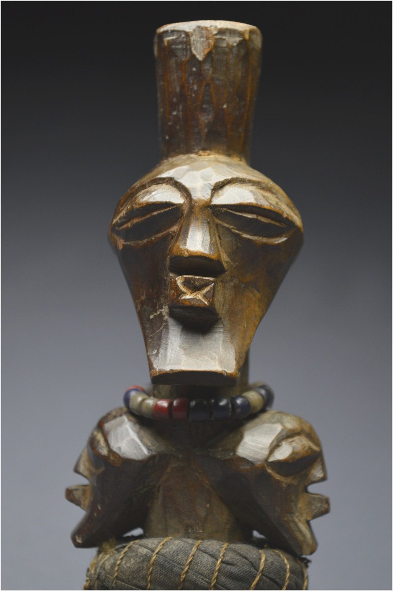 Democratic Republic Of The Congo (formerly Zaire), Songye People, Mid-20th Century, Ancient Nkisi Janiform Fetish With Shiny Patina-photo-7