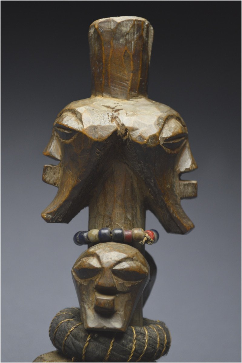 Democratic Republic Of The Congo (formerly Zaire), Songye People, Mid-20th Century, Ancient Nkisi Janiform Fetish With Shiny Patina-photo-6