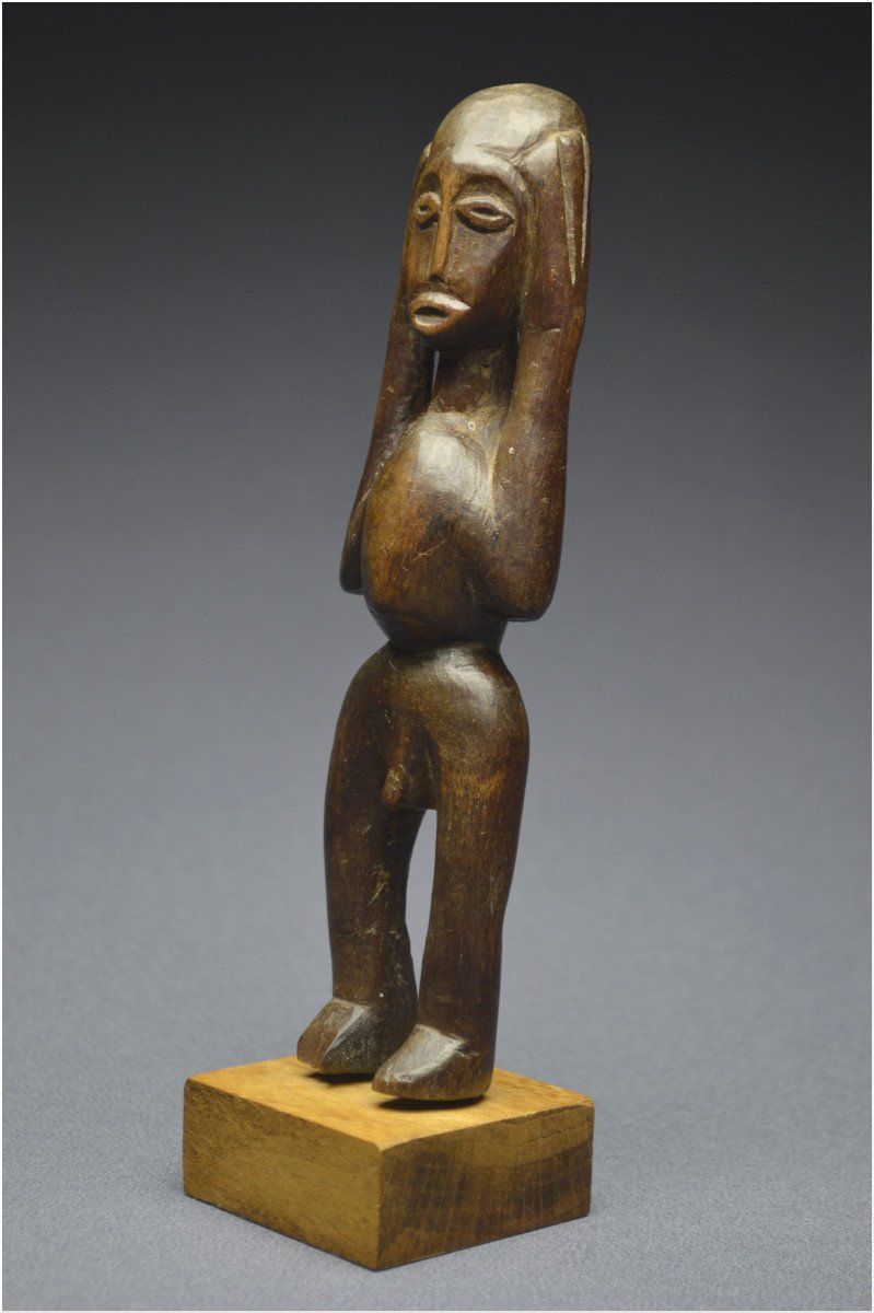 Democratic Republic Of Congo (formerly Zaire), Lega People, Bwami Society, Middle Of The 20th Century, Ancient  Anthropomorphic Katanda Fetish With Shiny Patina-photo-4