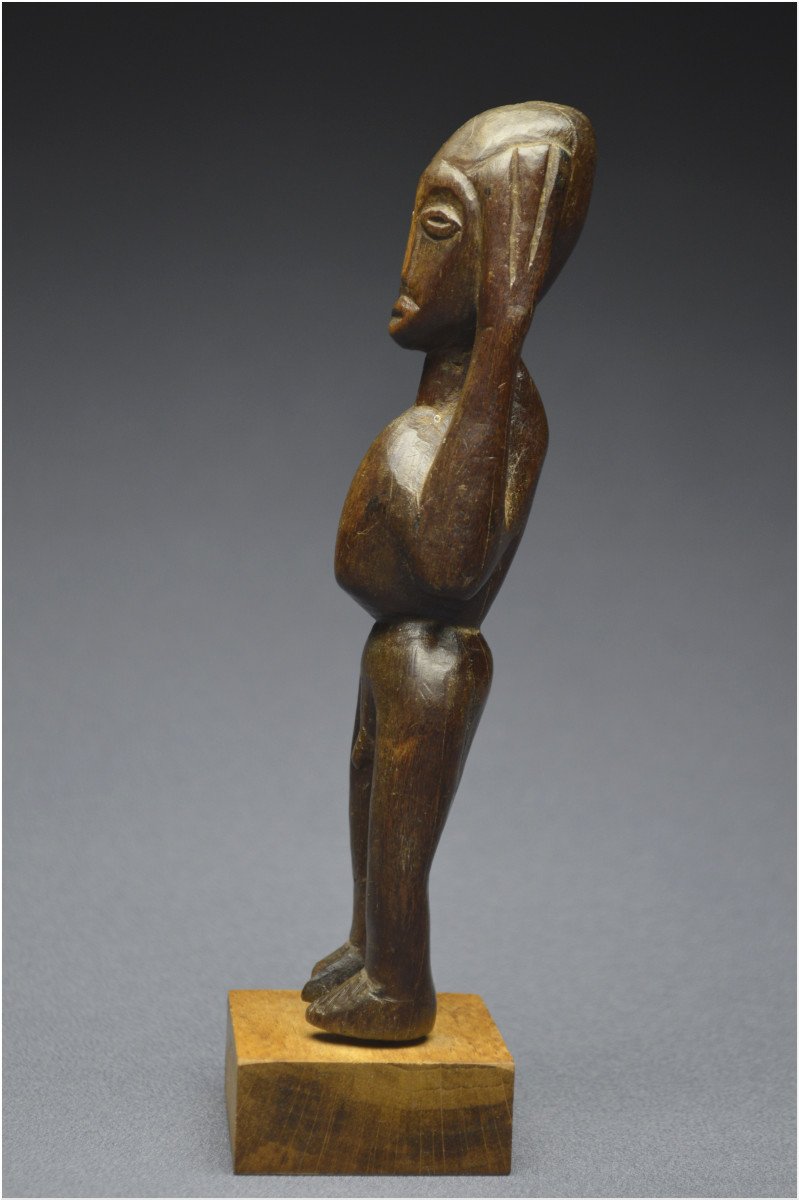 Democratic Republic Of Congo (formerly Zaire), Lega People, Bwami Society, Middle Of The 20th Century, Ancient  Anthropomorphic Katanda Fetish With Shiny Patina-photo-3