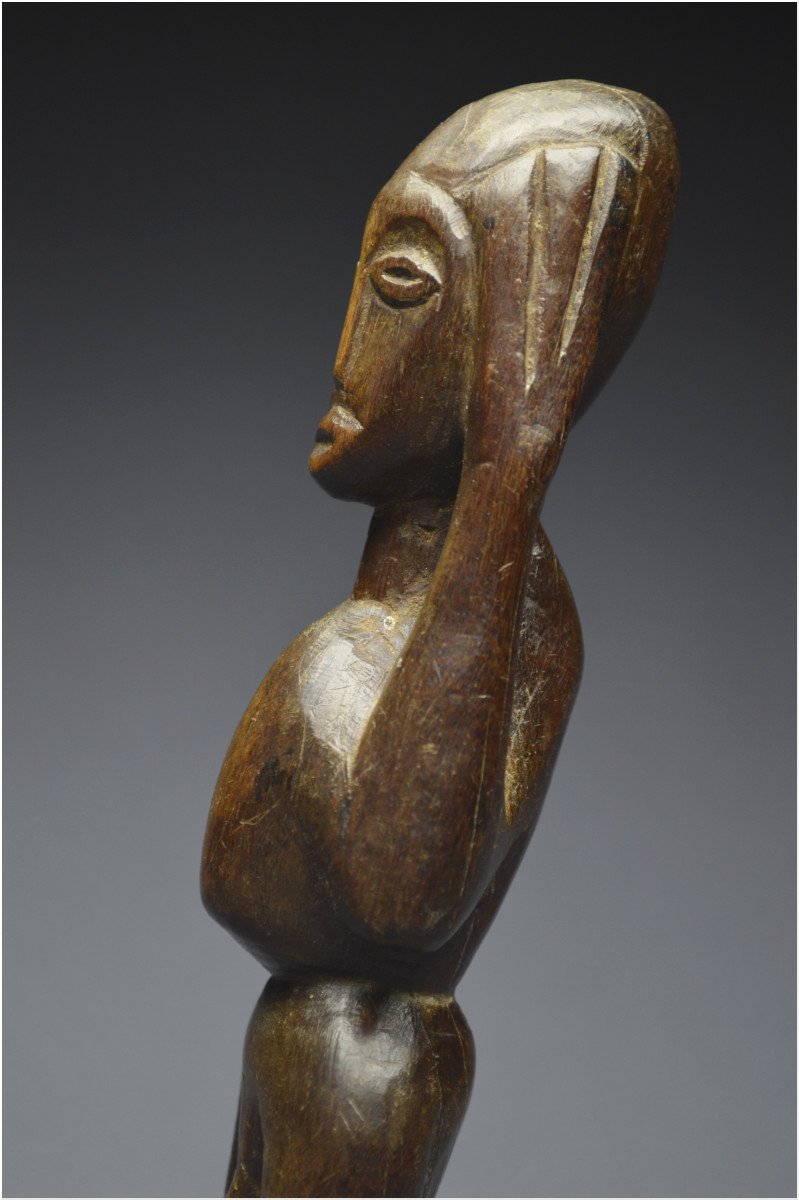 Democratic Republic Of Congo (formerly Zaire), Lega People, Bwami Society, Middle Of The 20th Century, Ancient  Anthropomorphic Katanda Fetish With Shiny Patina-photo-8