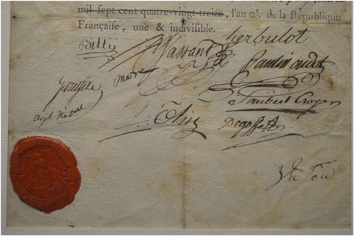 Révolution française, Fin du XVIIIème siècle, 2 documents datés Mars 1794 , l’An II de la République - Rare certificat de civisme de la Municipalité de Sedan et note manuscrite du Comité de Surveillance Révolutionnaire-photo-4
