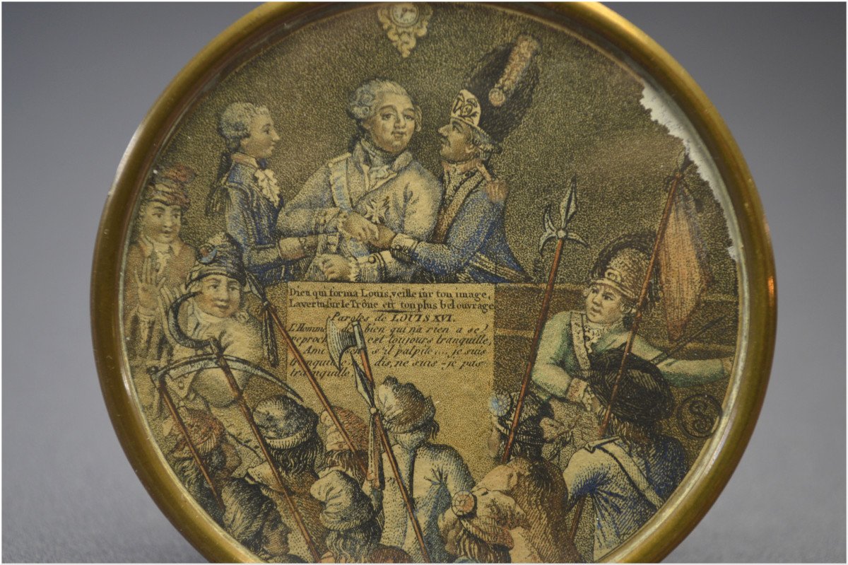 French Revolution, End Of The 18th Century, Rare Color Engraving Forming A Medallion Representing King Louis XVI During The Last Day Of His Trial At The Tuileries Palace By The Convention-photo-2