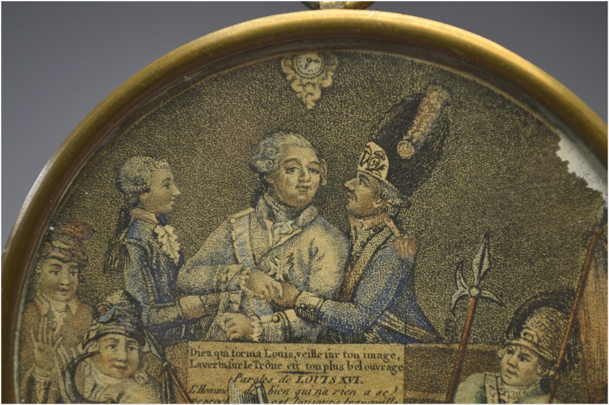 French Revolution, End Of The 18th Century, Rare Color Engraving Forming A Medallion Representing King Louis XVI During The Last Day Of His Trial At The Tuileries Palace By The Convention-photo-3