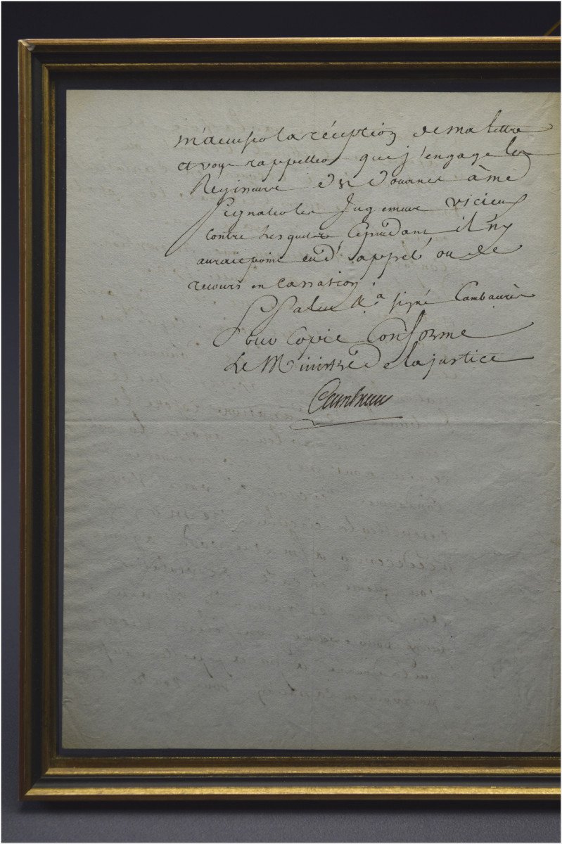  Révolution Française, Fin du XVIIIème siècle, Rare circulaire manuscrite du Ministre de la Justice Cambacérès sur l’interdiction des marchandises anglaises, Datée du 19 Brumaire de l’An VIII au lendemain du coup d’État de Bonaparte-photo-4