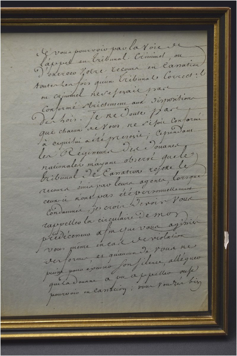  Révolution Française, Fin du XVIIIème siècle, Rare circulaire manuscrite du Ministre de la Justice Cambacérès sur l’interdiction des marchandises anglaises, Datée du 19 Brumaire de l’An VIII au lendemain du coup d’État de Bonaparte-photo-3