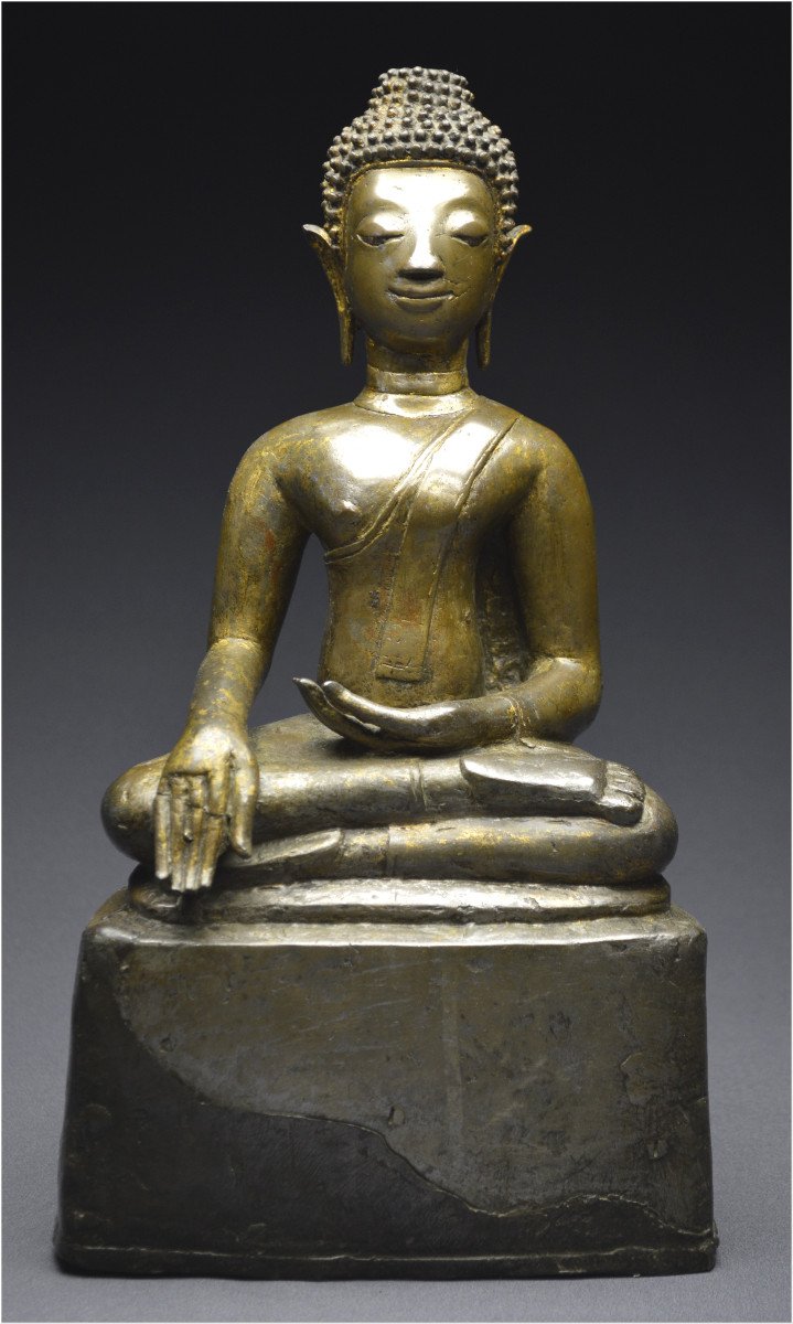 Laos, XIXème siècle, Importante représentation du Bouddha Maravijaya en bronze-photo-2