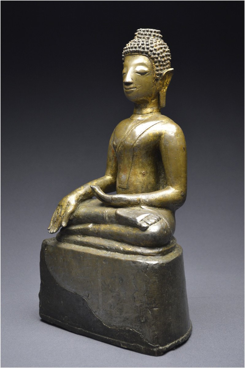 Laos, XIXème siècle, Importante représentation du Bouddha Maravijaya en bronze-photo-4