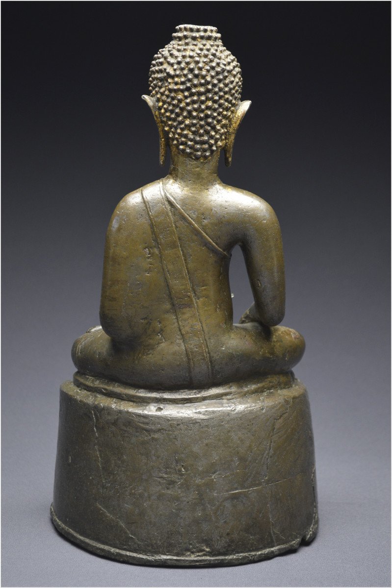 Laos, XIXème siècle, Importante représentation du Bouddha Maravijaya en bronze-photo-3