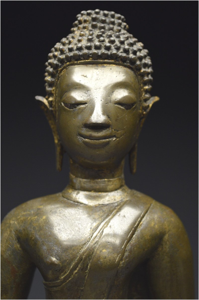 Laos, XIXème siècle, Importante représentation du Bouddha Maravijaya en bronze-photo-6