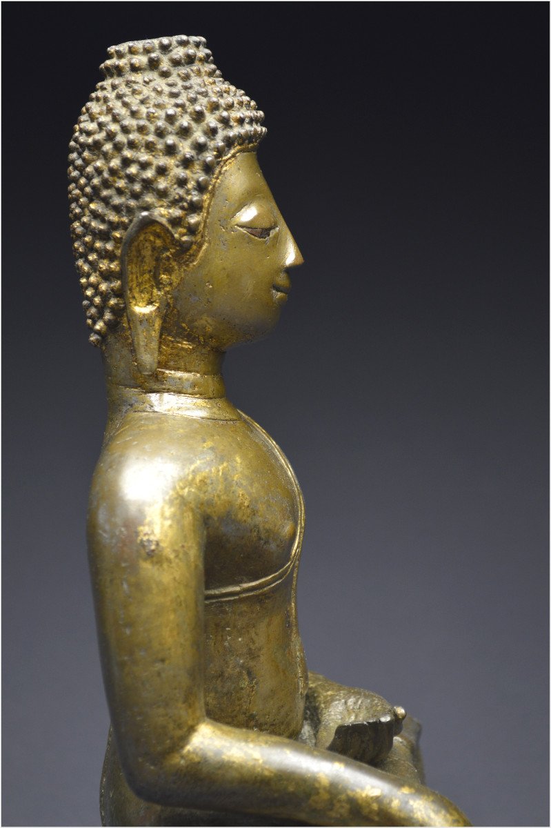 Laos, XIXème siècle, Importante représentation du Bouddha Maravijaya en bronze-photo-7