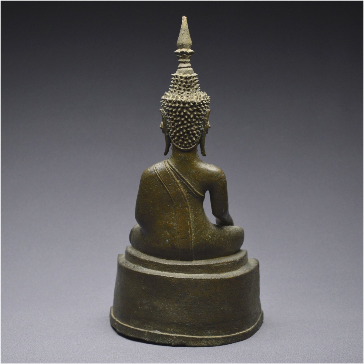 Laos, XVIIIème-XIXème siècle, Bouddha Maravijaya en bronze à patine verte-photo-2