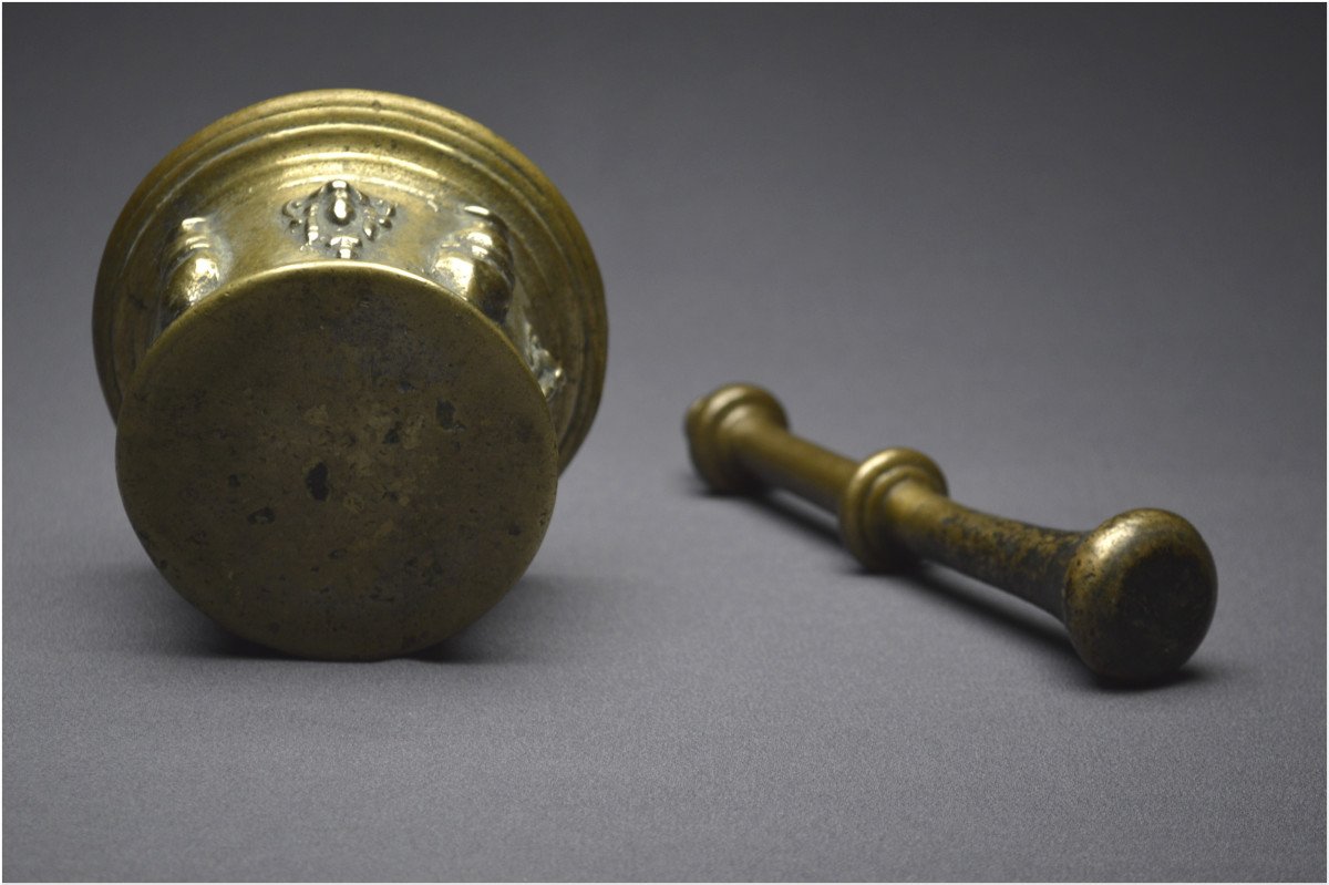 France, 19th Century, Massive Mortar And Its Pestle-photo-4