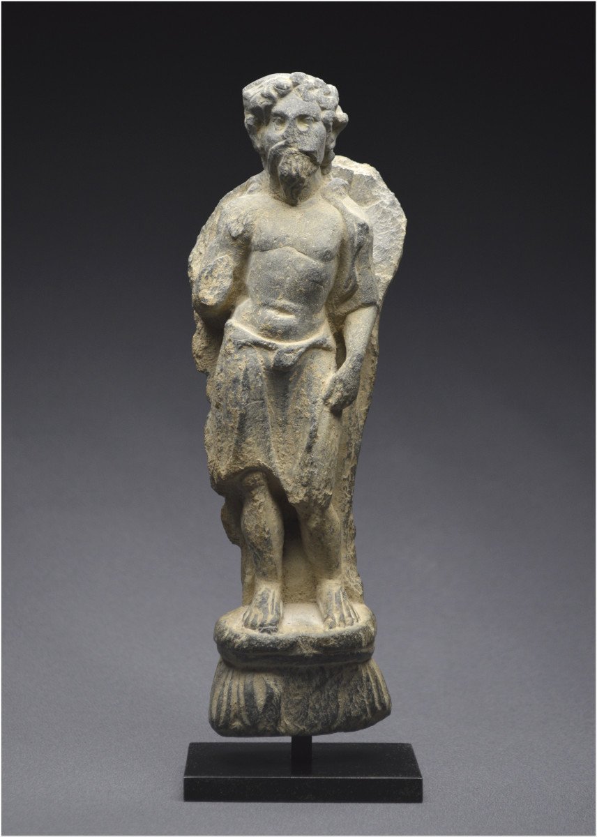 Pakistan, 2nd – 4th Century Ad, Greco-buddhist Art Of Gandhara, Representation Of Vajrapani, Gray Shale-photo-2