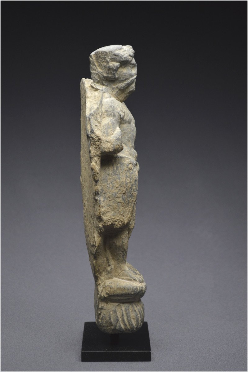 Pakistan, 2nd – 4th Century Ad, Greco-buddhist Art Of Gandhara, Representation Of Vajrapani, Gray Shale-photo-3