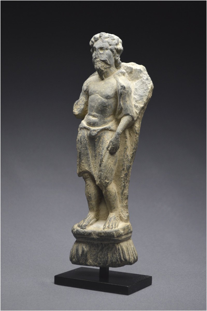 Pakistan, 2nd – 4th Century Ad, Greco-buddhist Art Of Gandhara, Representation Of Vajrapani, Gray Shale-photo-1