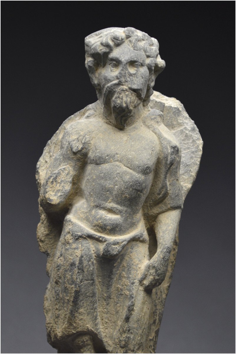 Pakistan, 2nd – 4th Century Ad, Greco-buddhist Art Of Gandhara, Representation Of Vajrapani, Gray Shale-photo-4