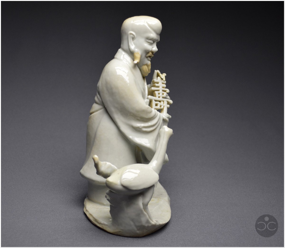 China, 18th Century, Chinese White Porcelain Group Representing The Taoist God Shoulao-photo-2