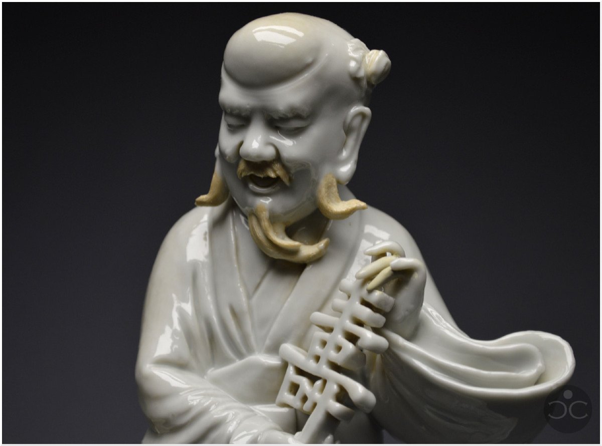 China, 18th Century, Chinese White Porcelain Group Representing The Taoist God Shoulao-photo-6