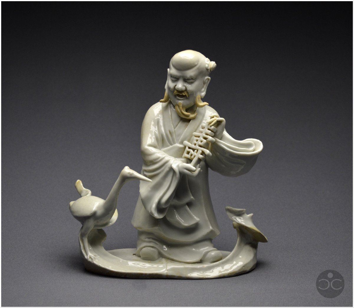 China, 18th Century, Chinese White Porcelain Group Representing The Taoist God Shoulao