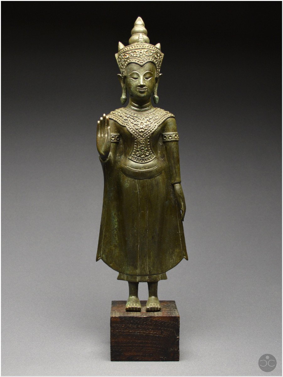 Ancien Royaume de Siam, XIXème siècle, Bouddha en bronze en position d'absence de crainte-photo-2