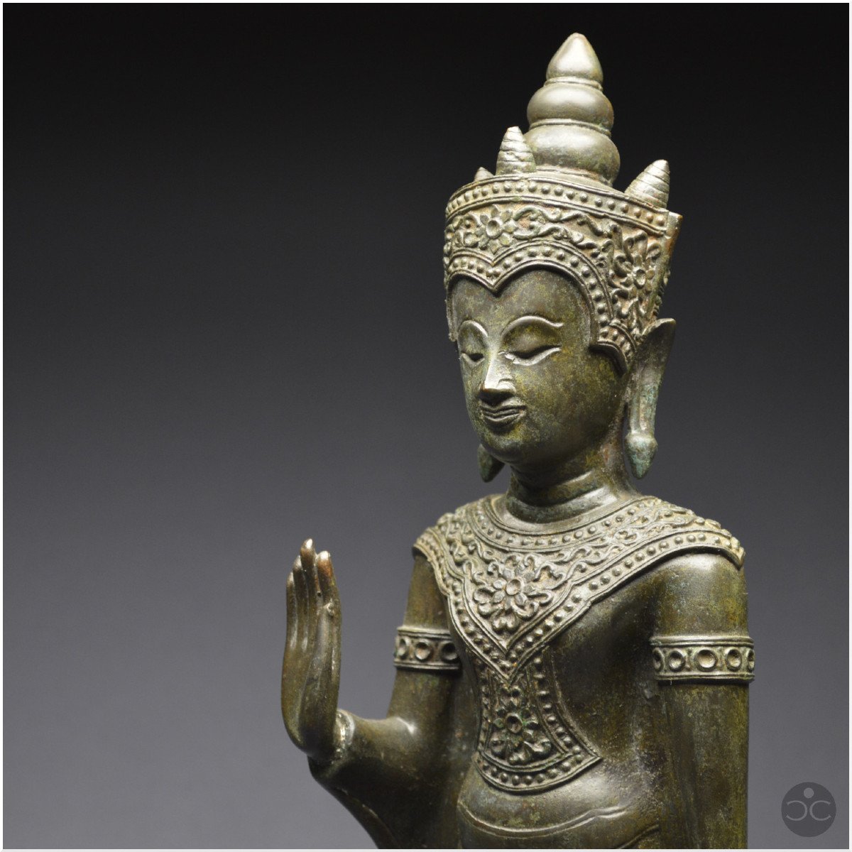 Ancien Royaume de Siam, XIXème siècle, Bouddha en bronze en position d'absence de crainte