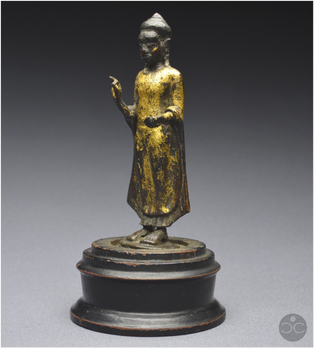 Cambodia, Ancient Khmer Kingdom, 12th-13th Century, Bronze Buddha In Position Of Vitarka Mudra-photo-3