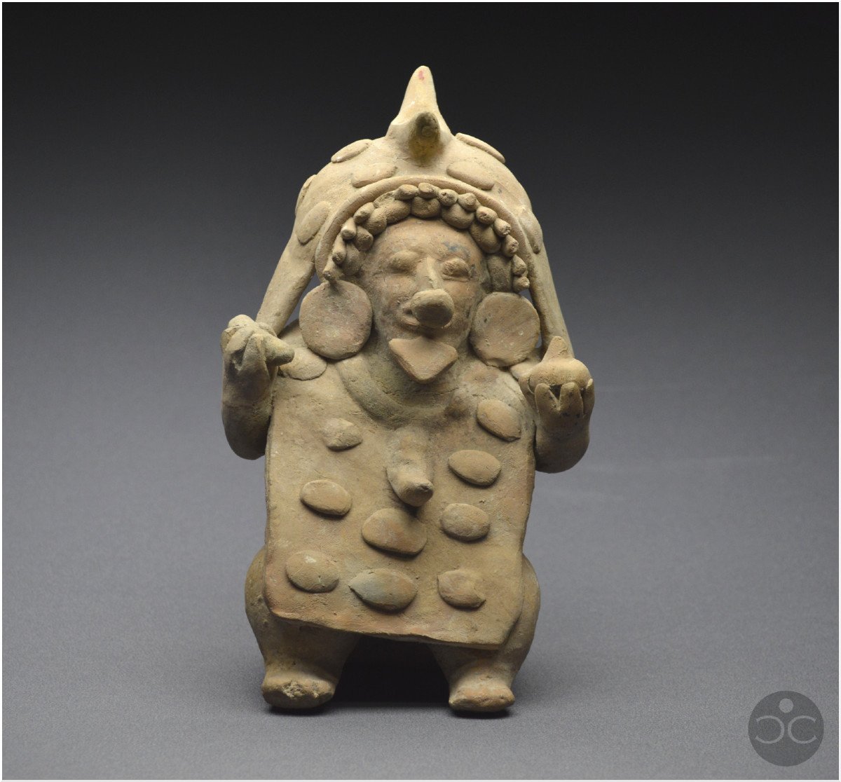 Ecuador, 500 Bc - 500 Ad, Jama-coaque Culture, Shaman With Offerings, Ocher Ceramic-photo-3