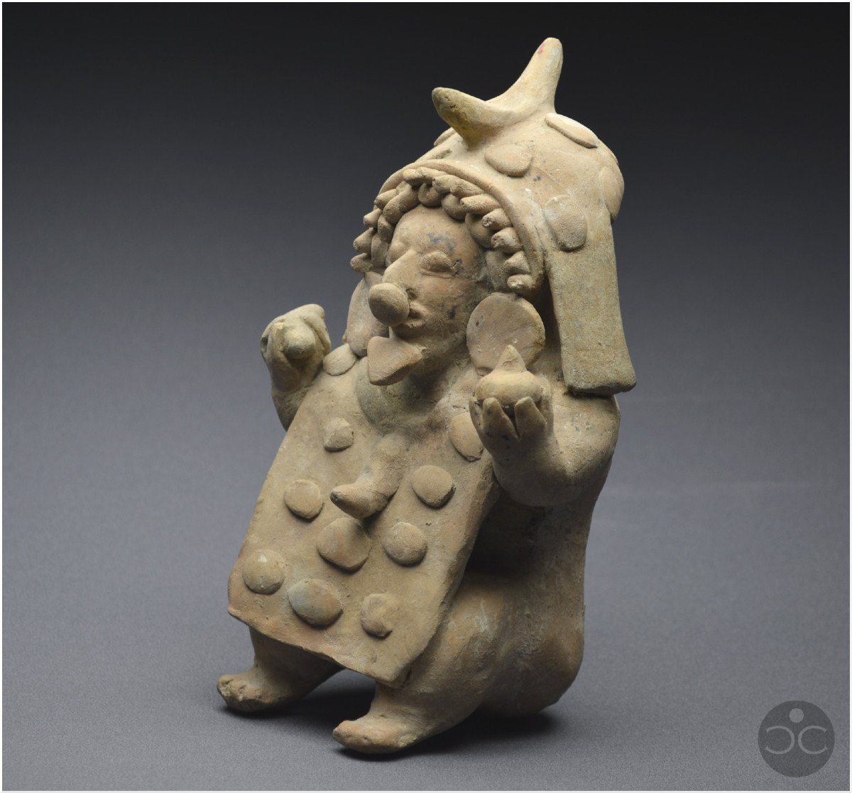 Ecuador, 500 Bc - 500 Ad, Jama-coaque Culture, Shaman With Offerings, Ocher Ceramic-photo-4