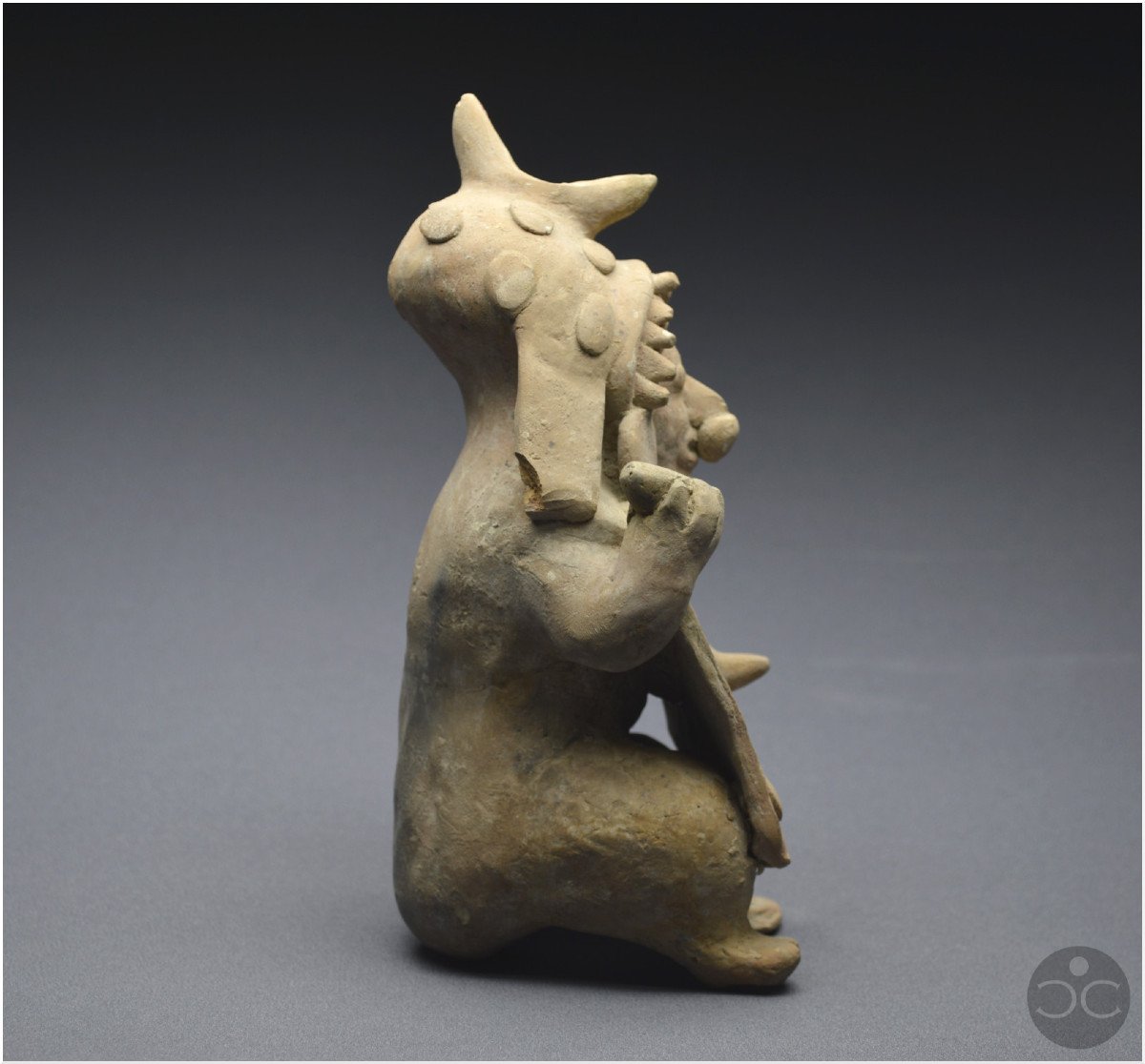 Ecuador, 500 Bc - 500 Ad, Jama-coaque Culture, Shaman With Offerings, Ocher Ceramic-photo-1