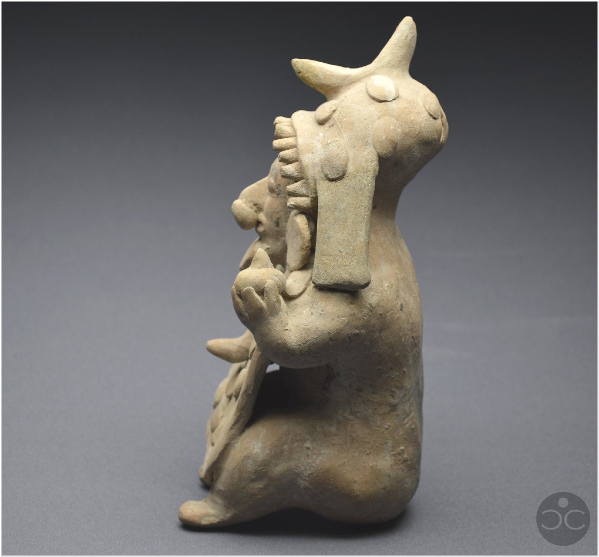 Ecuador, 500 Bc - 500 Ad, Jama-coaque Culture, Shaman With Offerings, Ocher Ceramic-photo-3