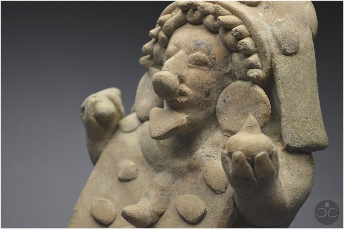 Ecuador, 500 Bc - 500 Ad, Jama-coaque Culture, Shaman With Offerings, Ocher Ceramic-photo-8