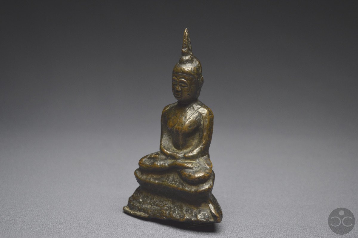 Cambodia / Laos, 18th Century, Old Maravijaya Buddha In Bronze With Brown Patina-photo-3