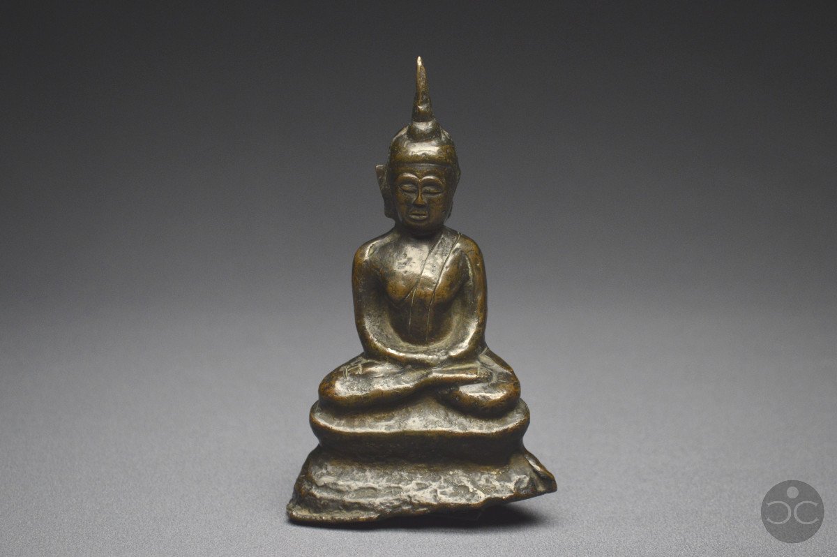 Cambodia / Laos, 18th Century, Old Maravijaya Buddha In Bronze With Brown Patina-photo-4