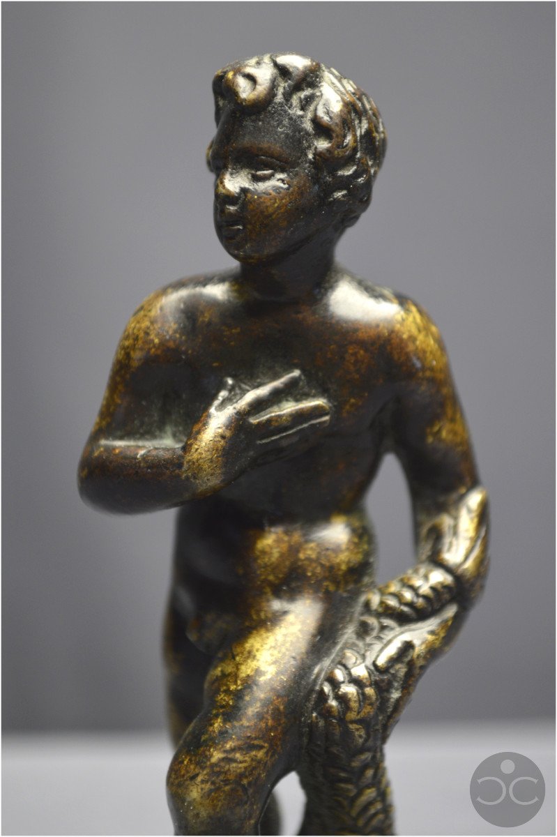 Rennaissance italienne, XVIème siècle, Bronze représentant Neptune enfant juché sur un dauphin-photo-3