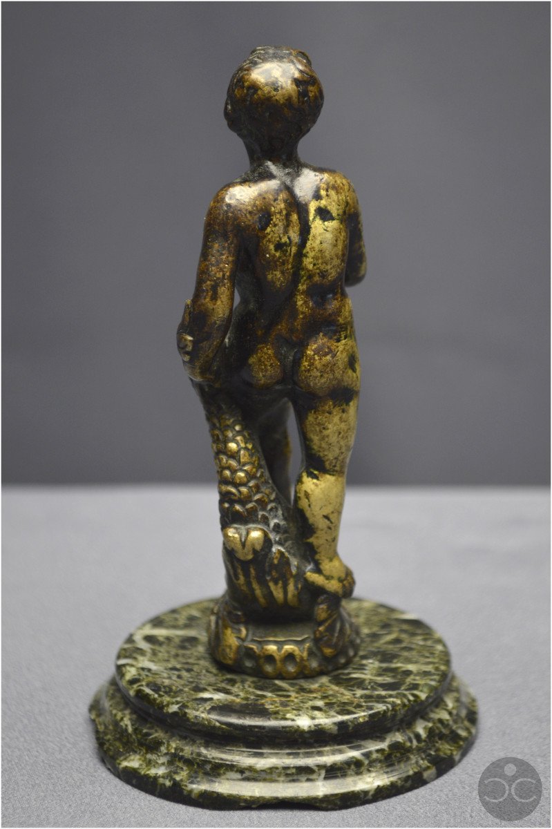 Rennaissance italienne, XVIème siècle, Bronze représentant Neptune enfant juché sur un dauphin-photo-6