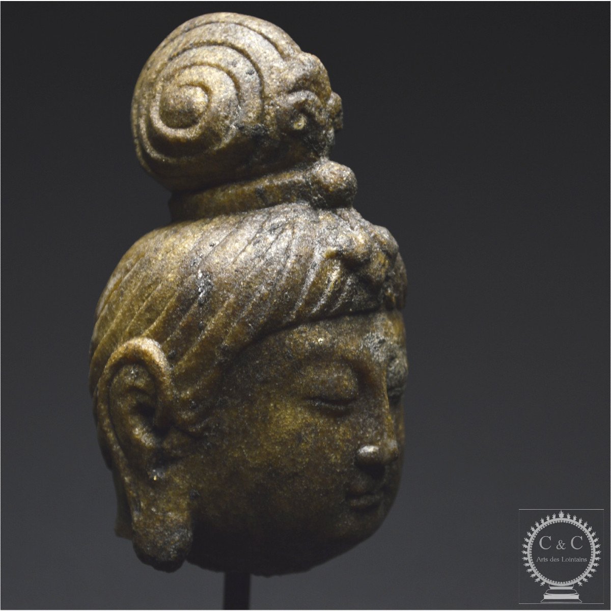 China, Tang Dynasty (618-907 Ad), Amber-colored Stone Bodhisattva Head-photo-6