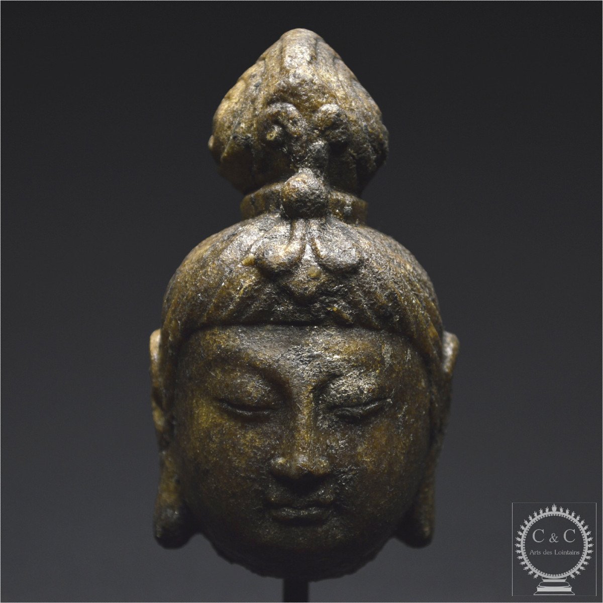 China, Tang Dynasty (618-907 Ad), Amber-colored Stone Bodhisattva Head-photo-7