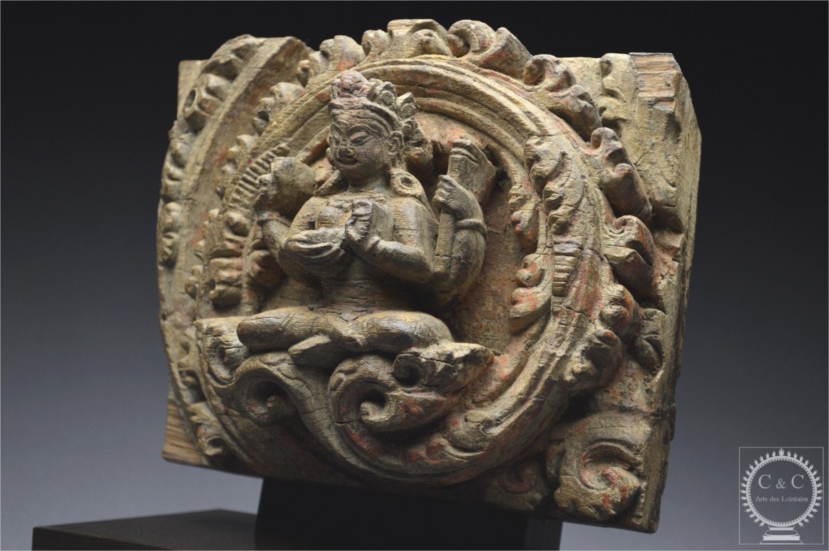 Nepal-kathmandu Valley, 14th-15th Century, High Relief Sculpture Representing Vaishnavi-photo-5