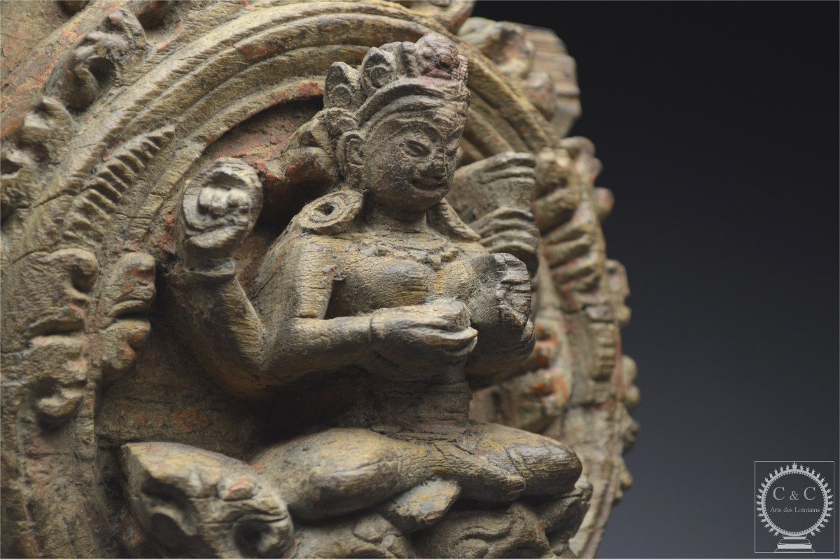 Nepal-kathmandu Valley, 14th-15th Century, High Relief Sculpture Representing Vaishnavi-photo-6