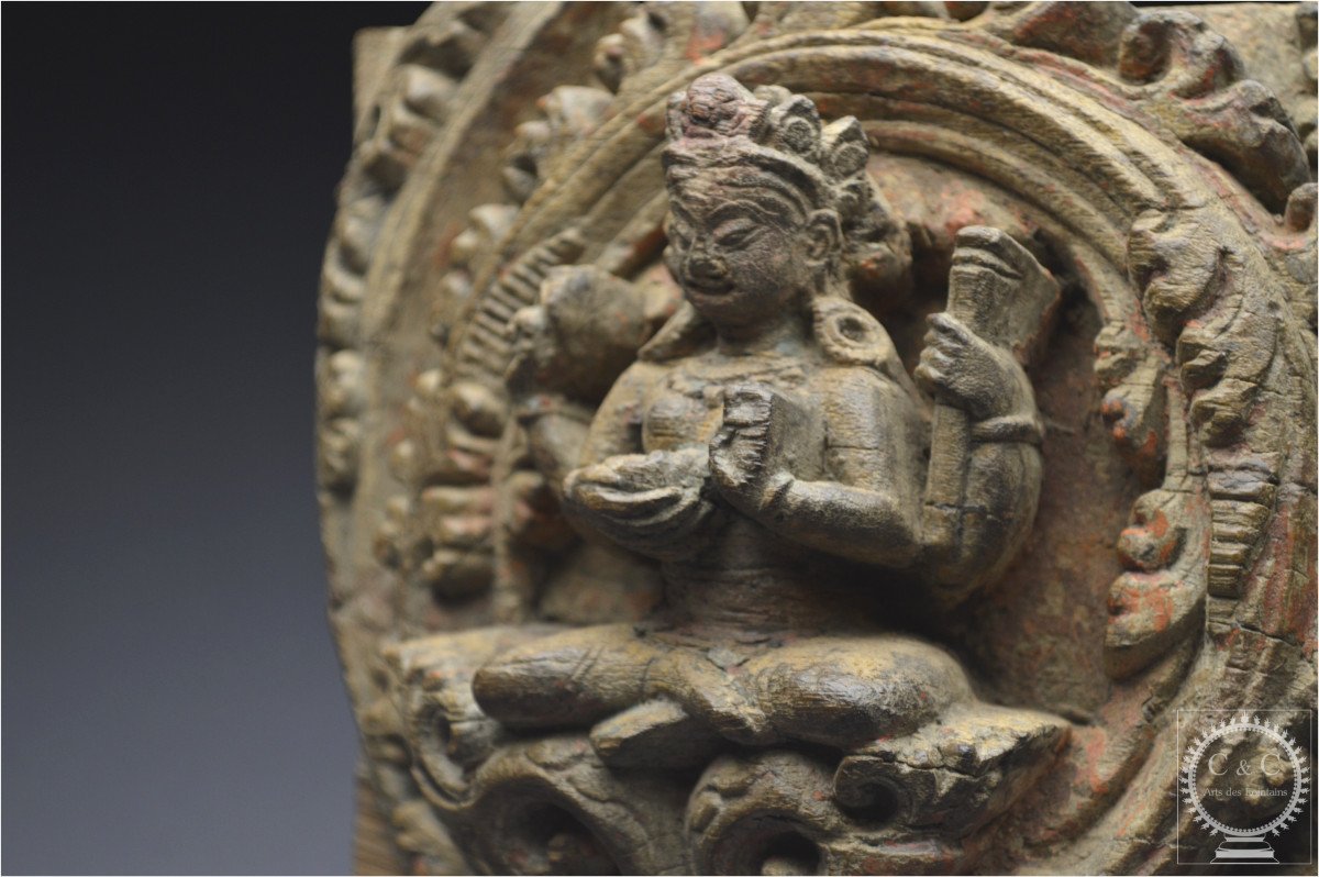 Nepal-kathmandu Valley, 14th-15th Century, High Relief Sculpture Representing Vaishnavi-photo-8