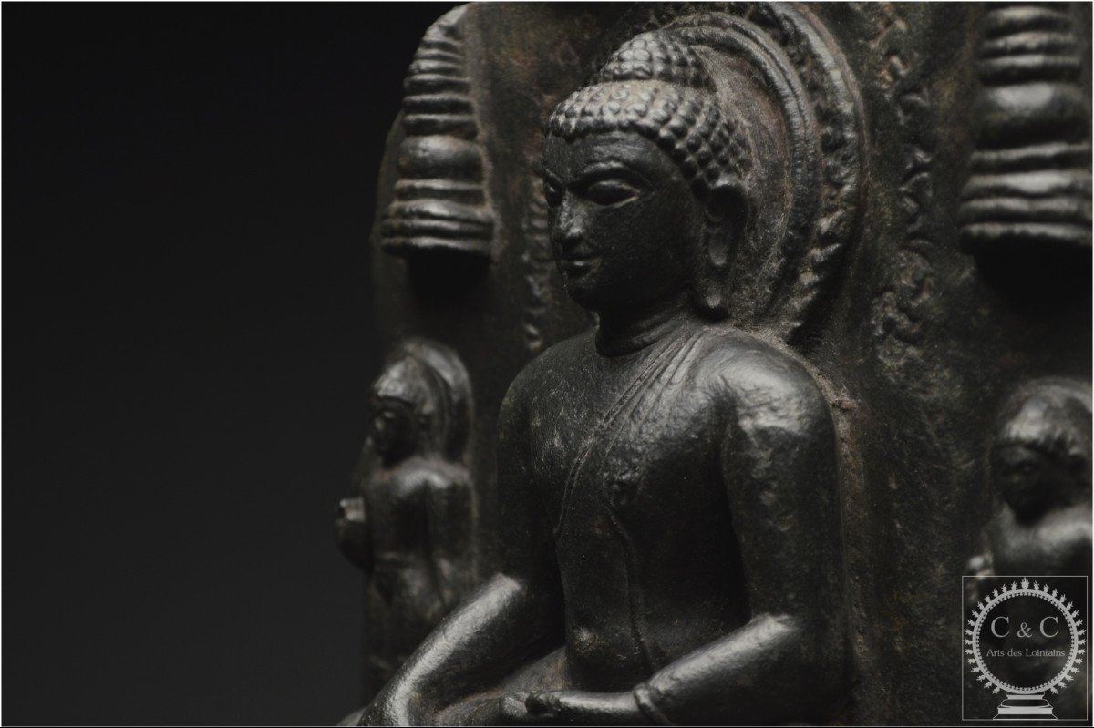 India, Pala-sena Dynasty, 10th-12th Century, Fragment Of A Stone Stele Representing Buddha-photo-5