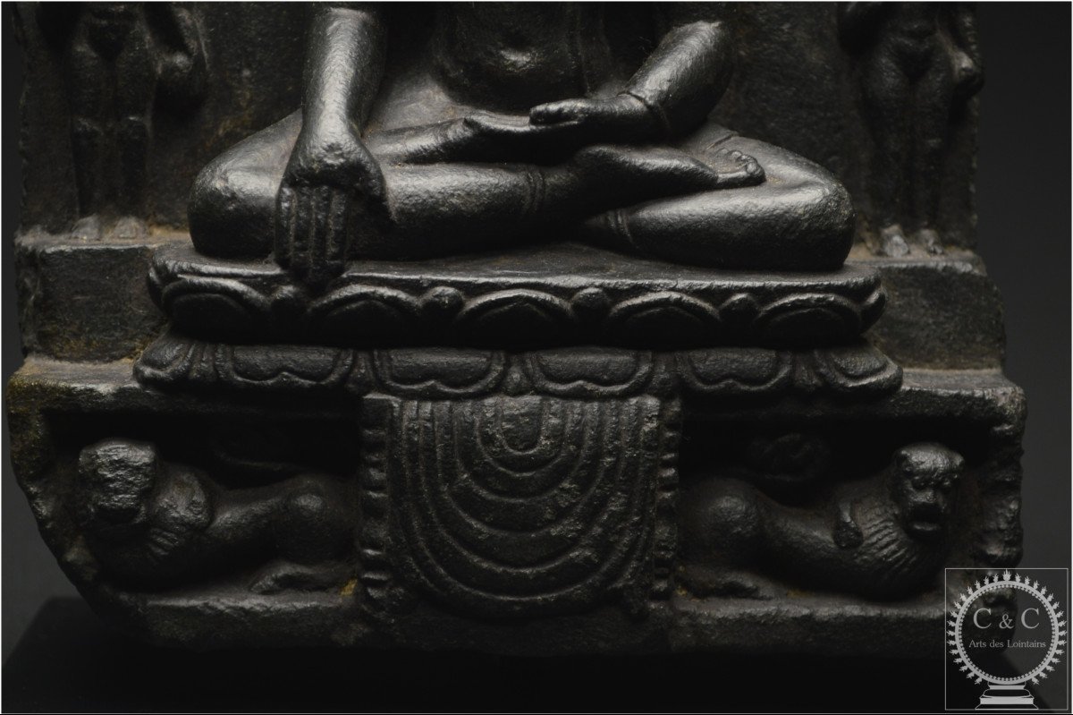 India, Pala-sena Dynasty, 10th-12th Century, Fragment Of A Stone Stele Representing Buddha-photo-8