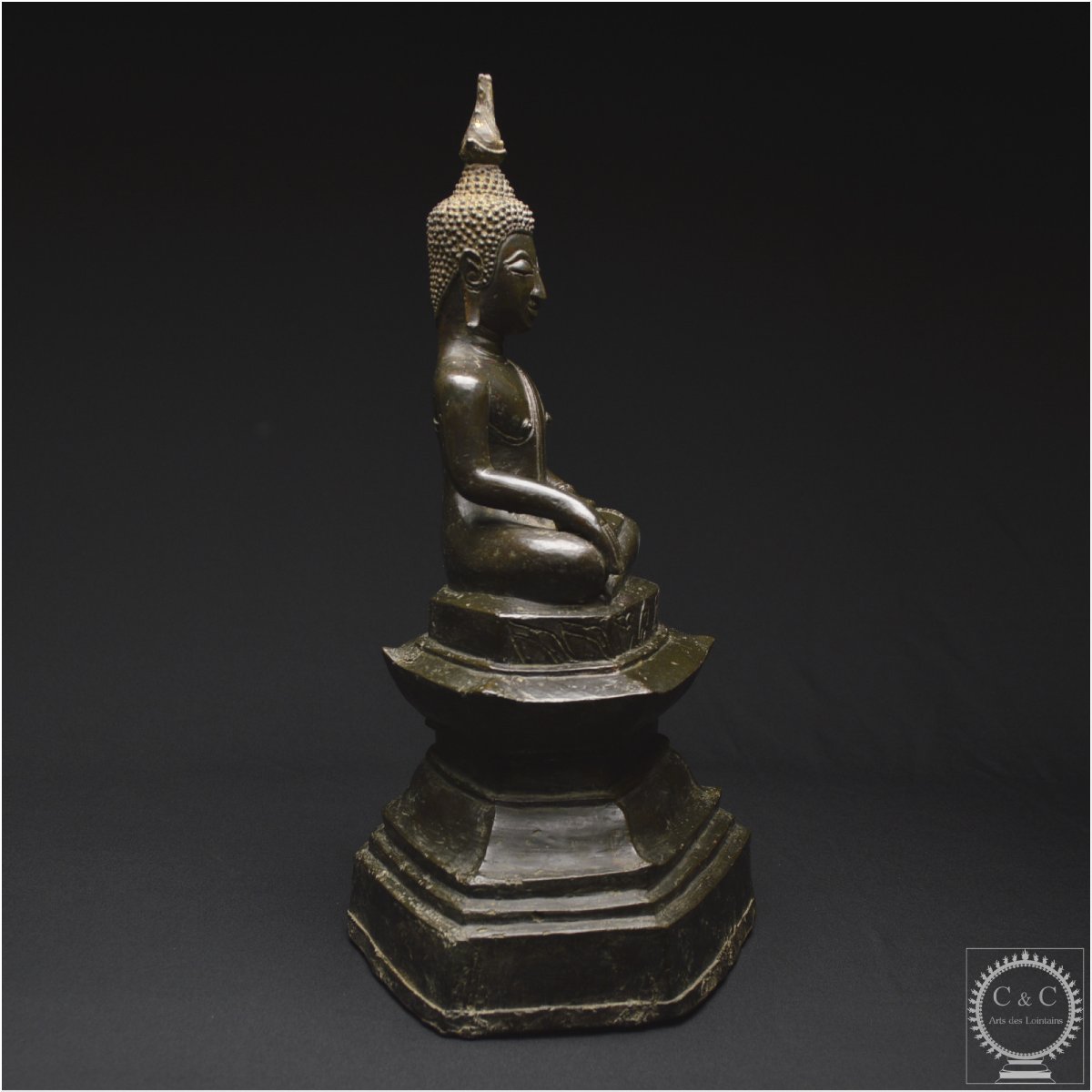 Laos, 17th - 18th Century, Important Maravijaya Buddha In Solid Bronze With Brown Patina-photo-2