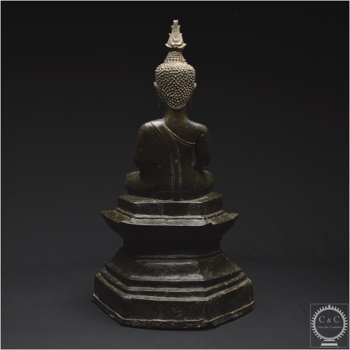 Laos, XVIIème - XVIIIème siècle, Important Bouddha Maravijaya en bronze massif à patine brune-photo-4