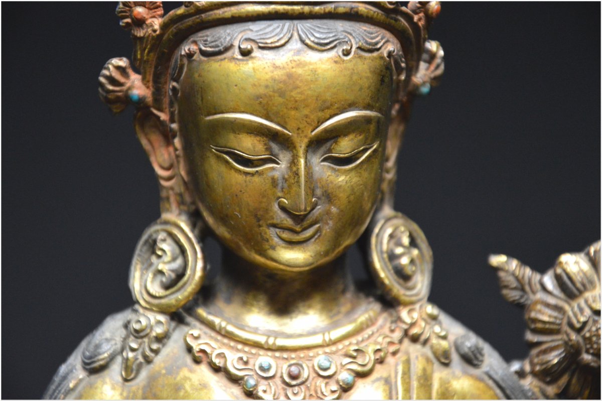 Nepal, XIXth Century, Important Representation Of Tara In Gilded Bronze-photo-6