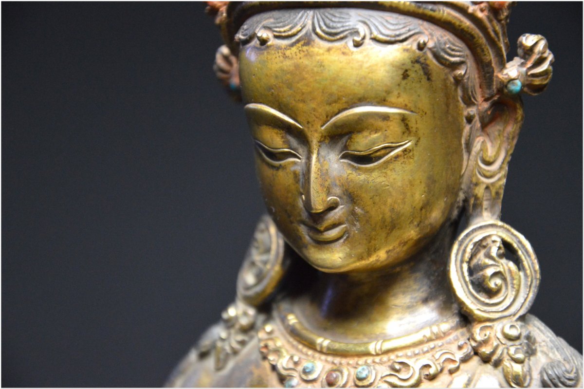 Nepal, XIXth Century, Important Representation Of Tara In Gilded Bronze-photo-7