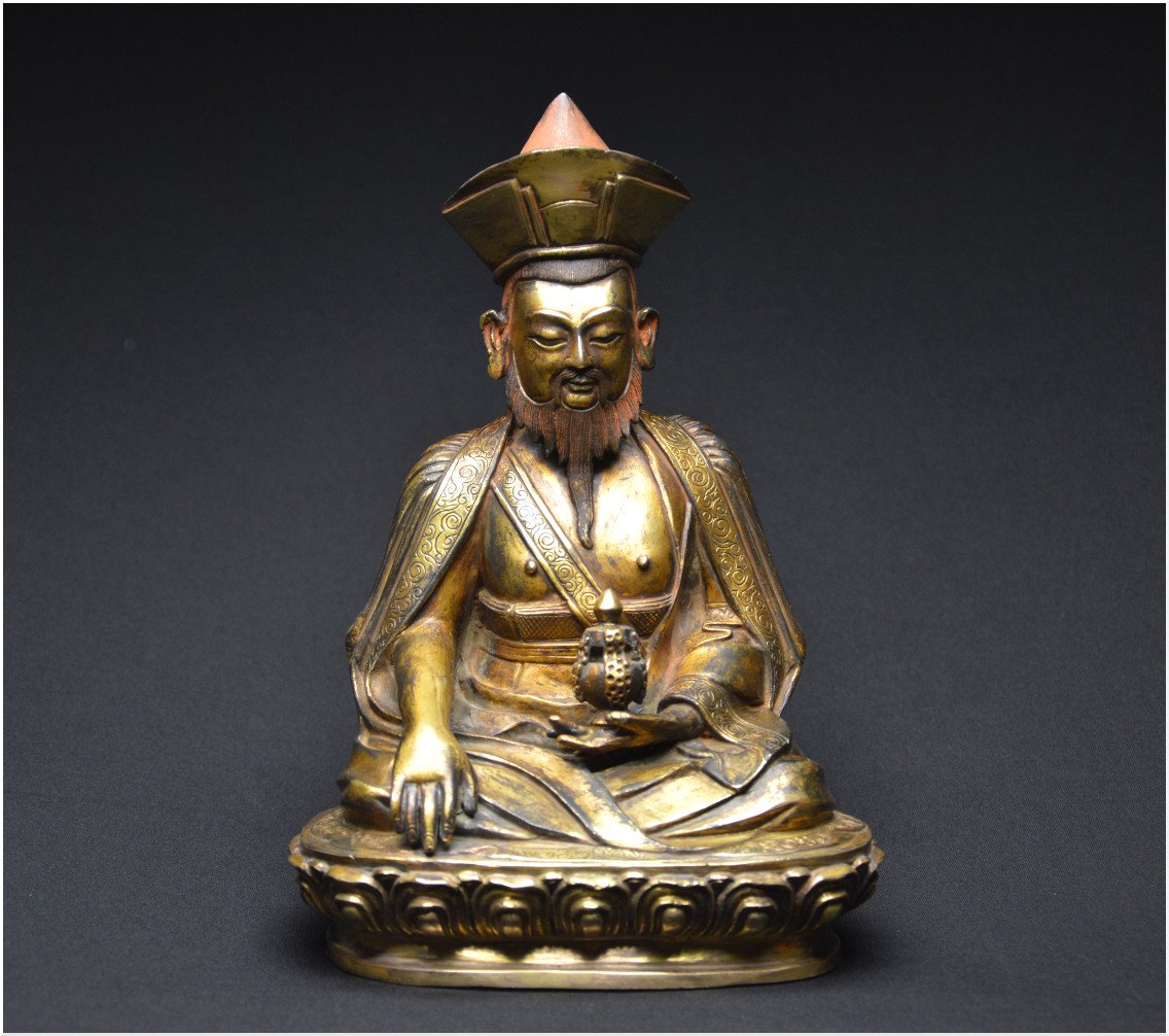 Tibet, XIXth Century, Representation Of  Lama Chokyi Gocha, Finely Chiseled Copper Alloy