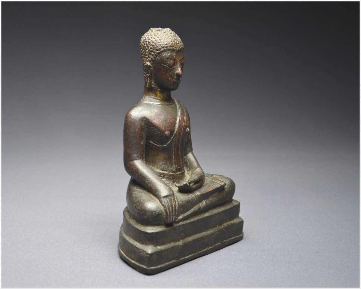 Ancient Kingdom Of Siam, 17th - 18th Century, School Of Sukhothai, Sakyamuni Buddha In Bronze-photo-2